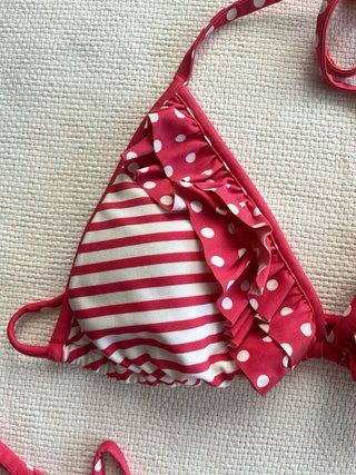 Bikini Rojo Lunares y Rayas Talla S