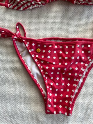 Bikini Rojo Lunares y Rayas Talla S