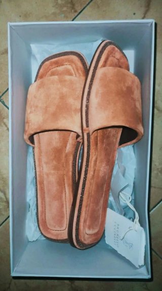 Brunello Cucinelli Sandali Donna Camoscio Arancio