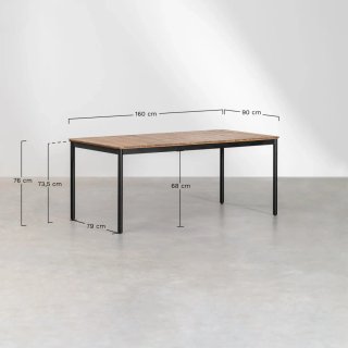 Mesa de jardín 160x90cm acero y madera de Acacia