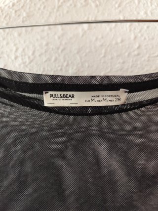Top Pull&Bear Manga Larga Transparente Negro
