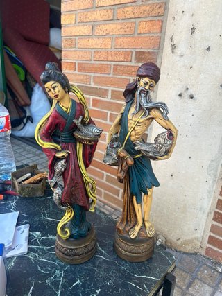 Pareja Figuras Asiáticas Multicolor
