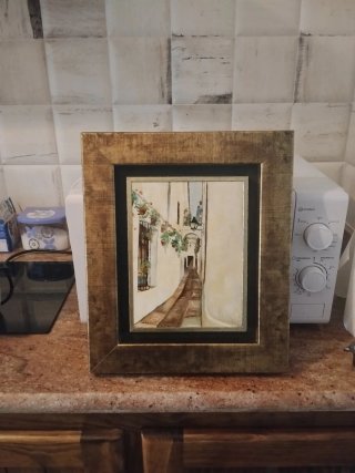 Cuadro antiguo pasillo con flores