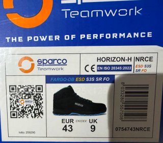 Zapatos de seguridad Sparco negros y azules