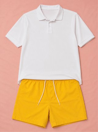 Polo Blanco y Pantalón Amarillo Talla XL