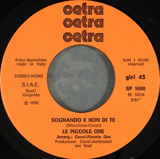 Le Piccole Ore Donna Insieme A Me 7" 45 RPM 1978