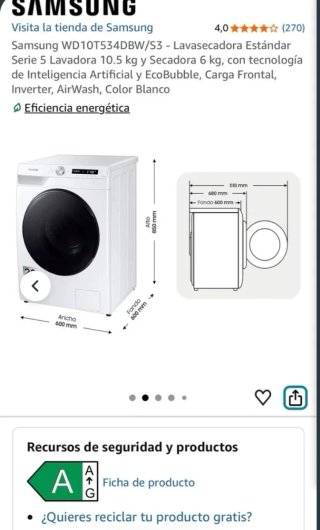 Lavadora Secadora Samsung 10kg Alta Gama