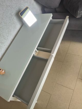 Mesa escritorio blanca cristal y metal altura