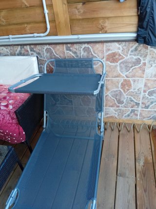 Hamaca plegable gris y rosa