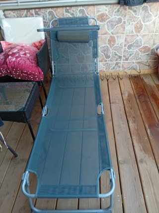 Hamaca plegable gris y rosa