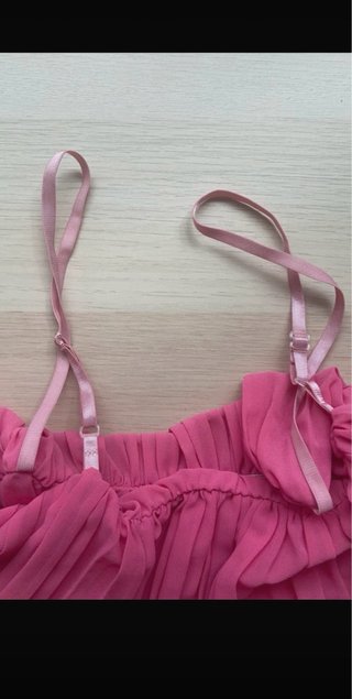 Mono largo rosa plisado