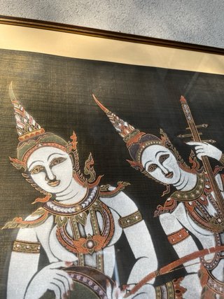Dipinto artigianale thailandese su seta vintage