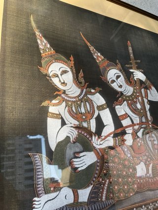 Dipinto artigianale thailandese su seta vintage