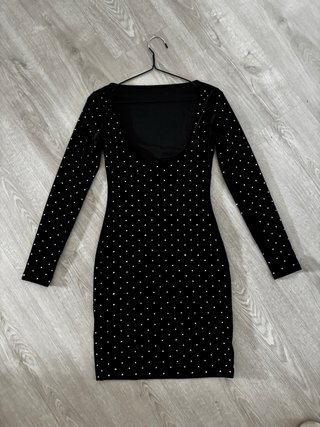 Vestido fiesta negro con pedrería
