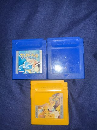 Pokemon Game Boy Cartuchos (2 Azules, 1 Amarillo)