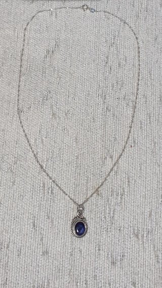 Collana Argento 925 Zaffiro Naturale Blu