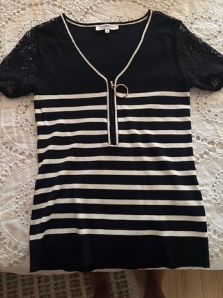 Camiseta Morgan Rayas Cremallera Talla S