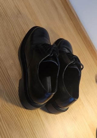 Zapatos Derby Massimo Dutti Cuero Negro