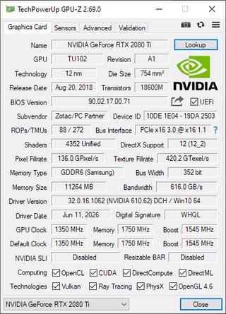 Zotac RTX 2080 Ti Twin Fan 11GB