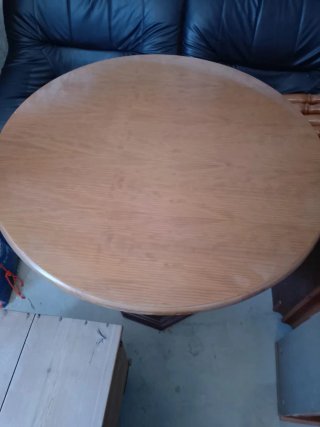 Mesa redonda madera y cristal