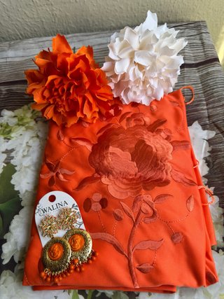 Mantón Flamenco Bordado Naranja