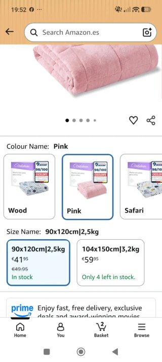 Manta Ponderada Dailydream Niñas Rosa 3.2kg