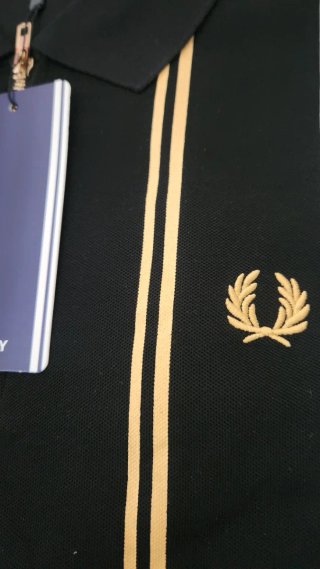 Polo Fred Perry Rayas Amarillas Cremallera