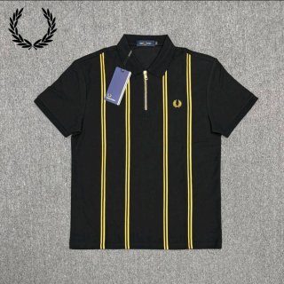 Polo Fred Perry Rayas Amarillas Cremallera