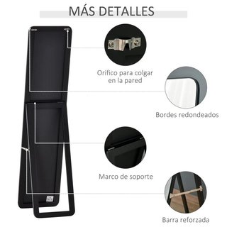 Espejo Cuerpo Entero Marco Madera Negro 156cm