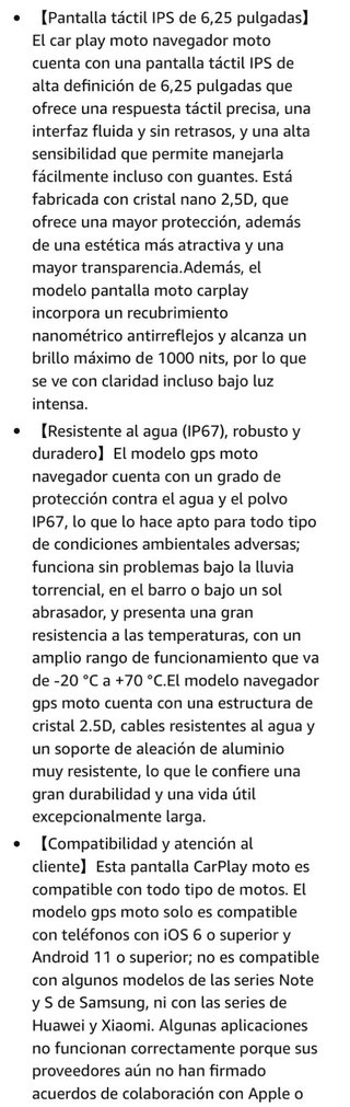 NUEVO! (130€) GPS para Moto 6.25'' Carplay