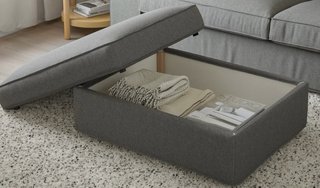 Sofá 2 plazas gris con otomana