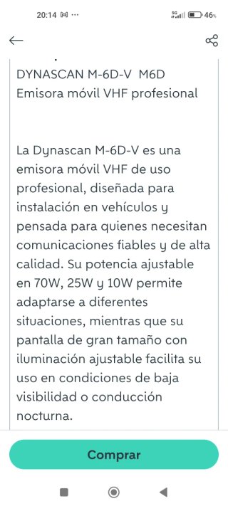 Emisora Dynascan M-6D VHF/UHF FM