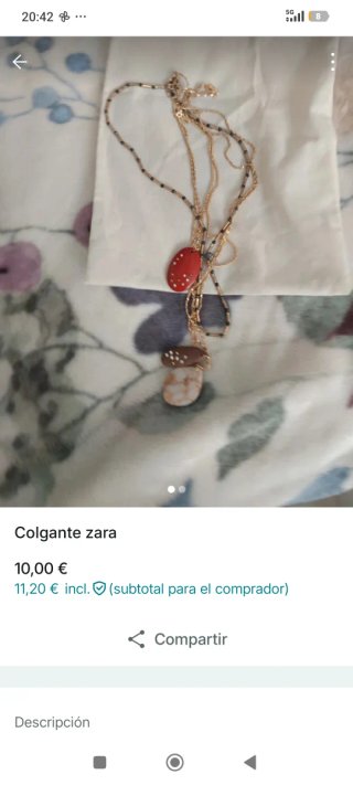 Colgante Zara Hongo y Seta Rojo