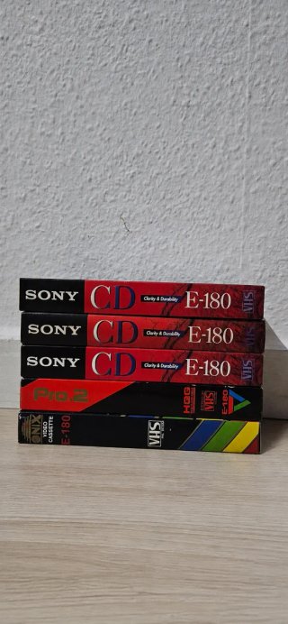 Lote 5 cintas VHS vírgenes Sony, Pro.2, Onix
