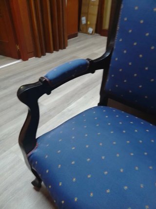 2 Sillón + 2 sillas antiguo tapizado azul