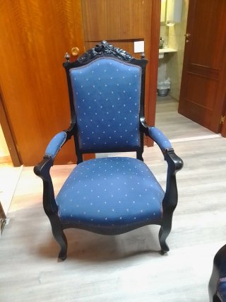 2 Sillón + 2 sillas antiguo tapizado azul