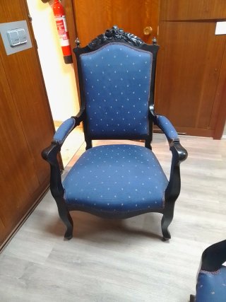 2 Sillón + 2 sillas antiguo tapizado azul