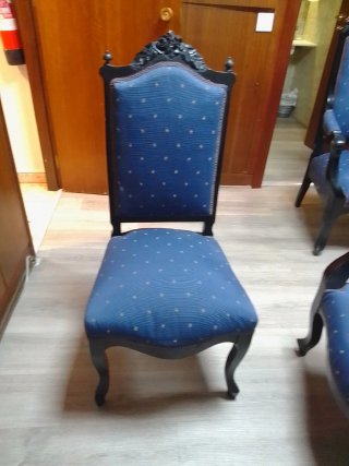 2 Sillón + 2 sillas antiguo tapizado azul