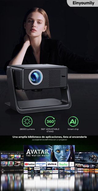 Proyector 1080P WiFi 6 Bluetooth 5.4 App Integrada