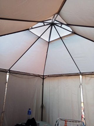 Carpa o pérgola beige y azul  3x3