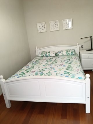 Cama 135x200 Blanca + Mesita Noche sin colchón