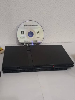 Ps2 Slim Negra + Cables + mando Sony gris