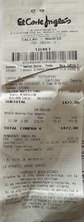 Colchón gama alta Dunlopillo (Sueño Artesano)