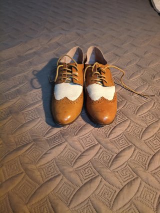 Zapatos Oxford Mujer Marrones y Blancos