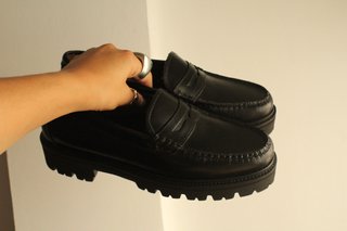 NUEVOS G.H. Bass Mocasines Piel Negros T40.5/41