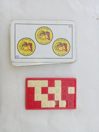 Lote vintage cartas + caja madera + contador