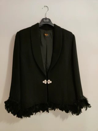 Chaqueta Lana Alta Costura Negra