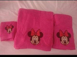 Juego de toallas rosa Minnie Mouse
