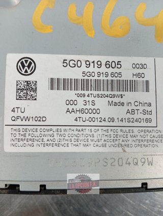 SISTEMA AUDIO / RADIO CD Volkswagen Golf VII (5G1/BE1)(09.2012->)
