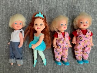 Set Vintage 4 Bambole Barbie Kelly Hermanitos